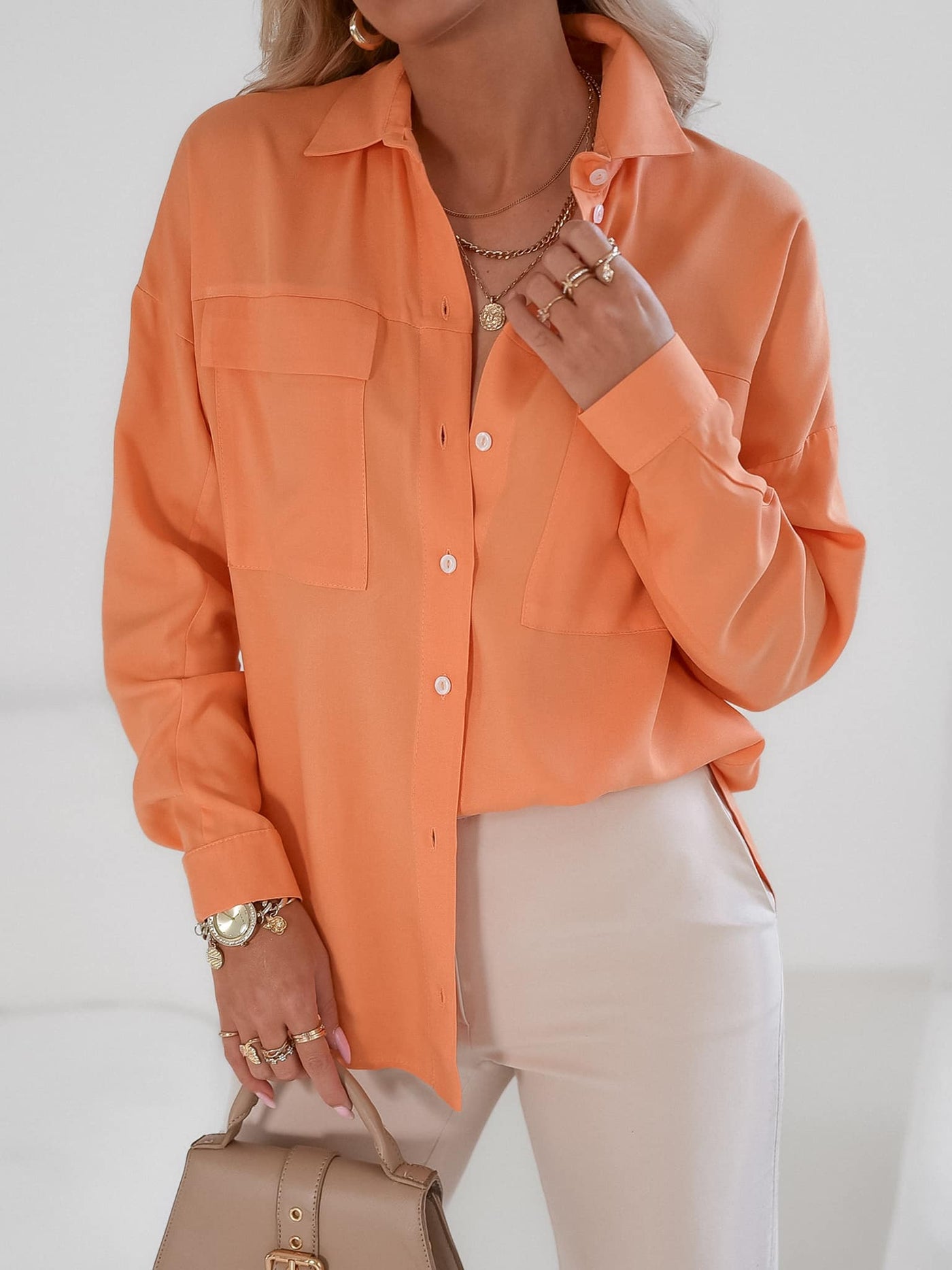 Orange Cotton Oversize Shirt