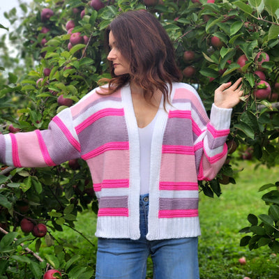 Open Front Stripes Cardigan