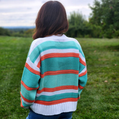 Open Front Stripes Cardigan