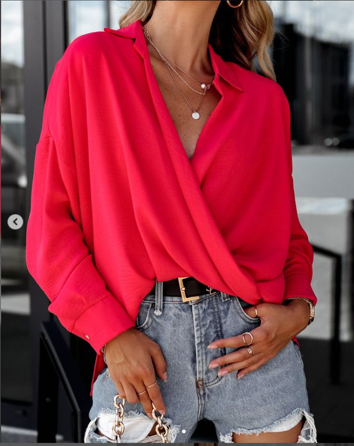 Red v neck shirt