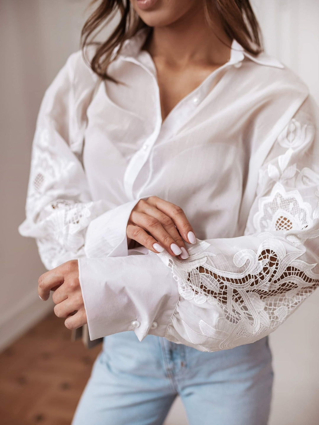 White Shirt With embroidered details