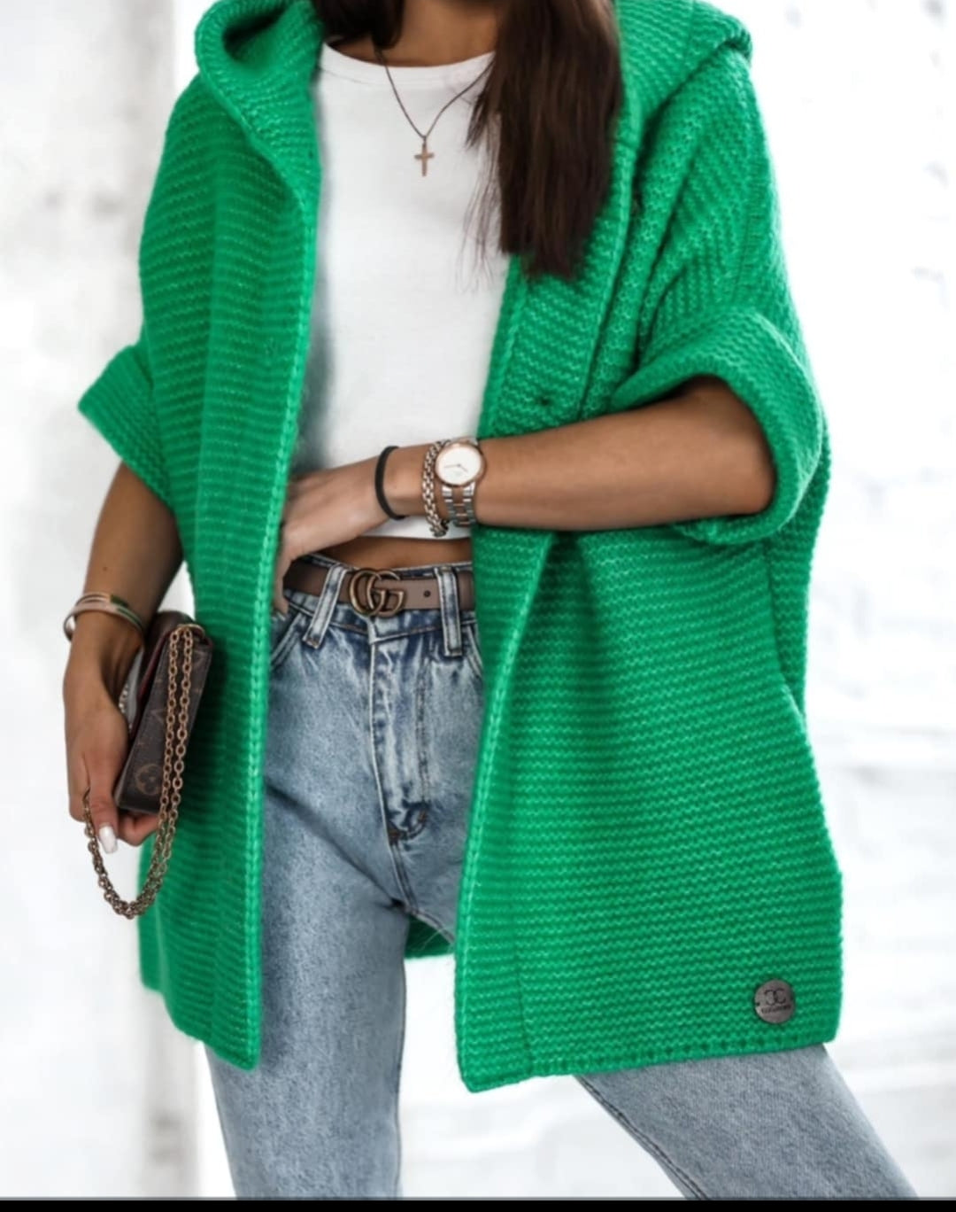 Green 3/4 Sleeve Cardigan