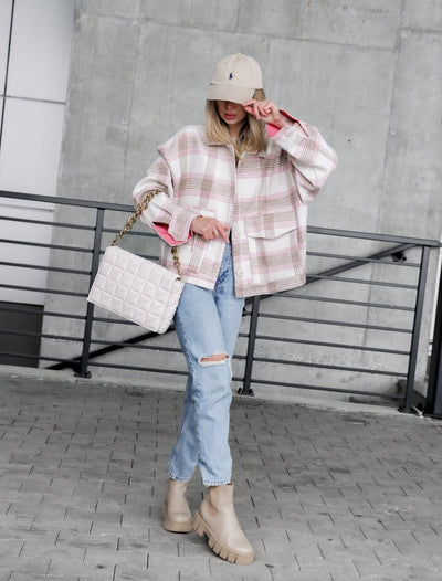 Short Cotton blend Plaided Jacket