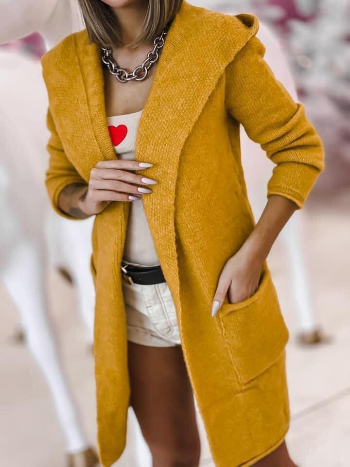 Open Front Cardigan with Hoodie