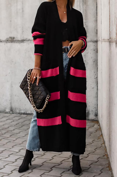 Striped Cardigan with Slits