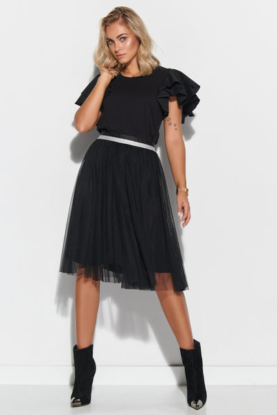 Tulle skirt with black and silver elastic waist