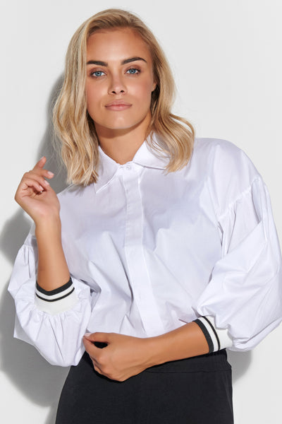 White shirt with bishop sleeves